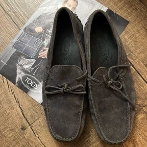 Tod's Gray Suede Loafers